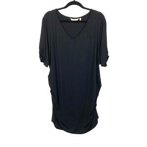 Soft Surroundings V Neck Fitted Stretch Black Dress